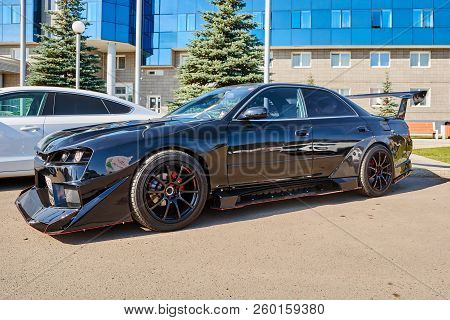 Krasnoyarsk, Russia - September 22, 2018: Exhibition Motor Expo Show Toyota Mark 2 Tuning Weather-cl