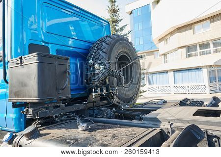 Krasnoyarsk, Russia - September 22, 2018: Exhibition Motor Expo Show Ural-next 44202-5311. Rear View