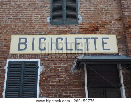 Vintage Biciclette Sign (meaning Bicycles In Italian)