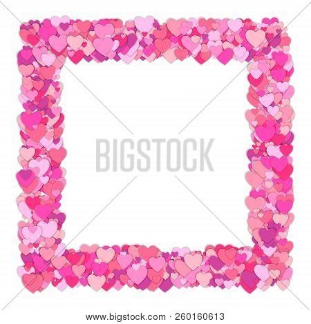 Frame Of Colorful Hearts Isolated On White Background. Confetti Of Hearts. Love Concept. Vector Illu