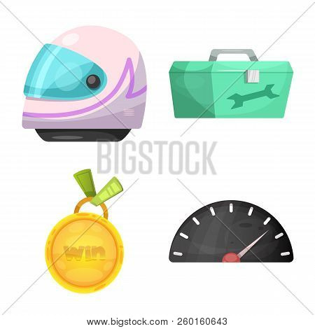 Vector Illustration Of Car And Rally Logo. Set Of Car And Race Stock Symbol For Web.