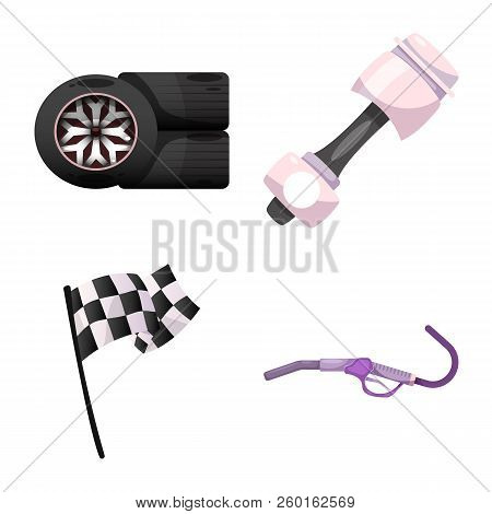 Vector Illustration Of Car And Rally Icon. Set Of Car And Race Vector Icon For Stock.