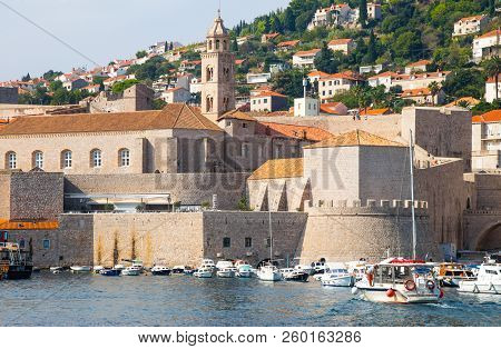 Dubrovnik, Croatia, September 17, 2016 - Picturesque View On The Old Town And Port (medieval Ragusa)