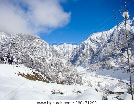 Beautiful Winter Landscape, Mountains In The Snow