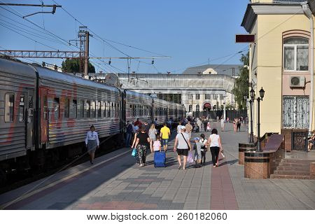 Voronezh, Russia - August 23. 2018. Train Rzd At Station Voronezh-1