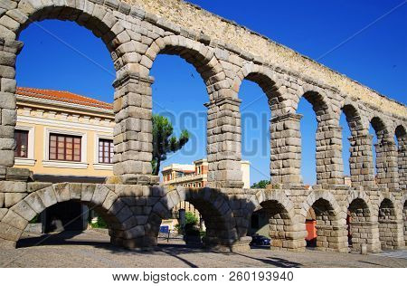 Roman aqueduct of Segovia, Spain, declared World Heritage Sites by UNESCO, Europe