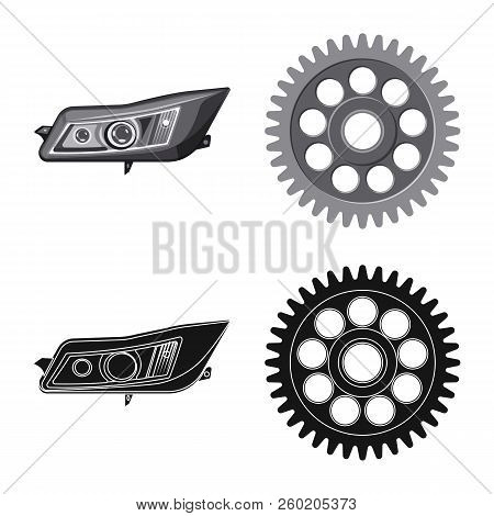 Vector Illustration Of Auto And Part Sign. Set Of Auto And Car Stock Vector Illustration.