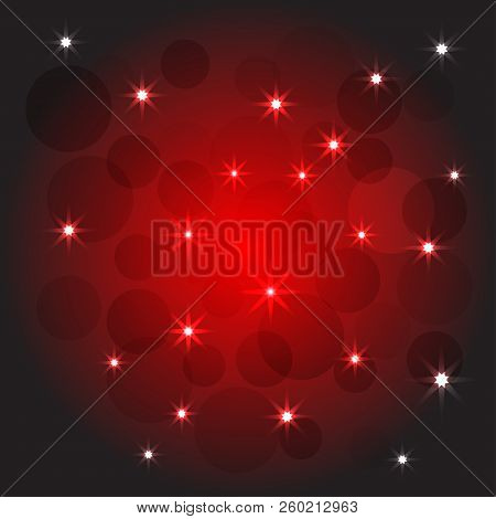 Abstract Colorful Modern Red Bokeh Background With Stars.
