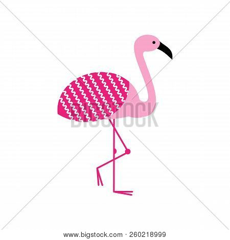 Pink Flamingo Bird.cool Flamingo Decorative Flat Design Element. Vector Illustration