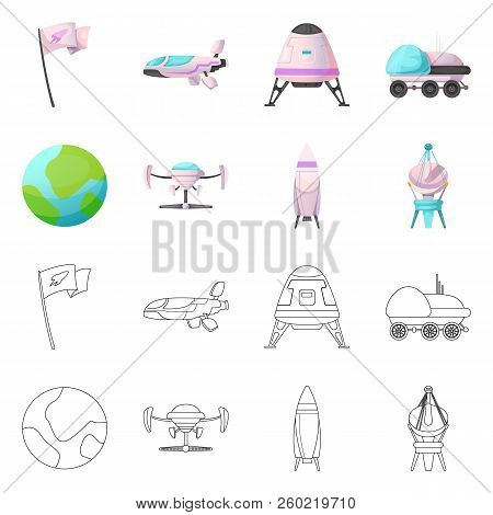 Isolated Object Of Mars And Space Icon. Set Of Mars And Planet Stock Symbol For Web.