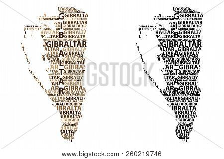 Sketch Gibraltar Letter Text Map, Rock Of Gibraltar - In The Shape Of The Continent, Map Gibraltar (