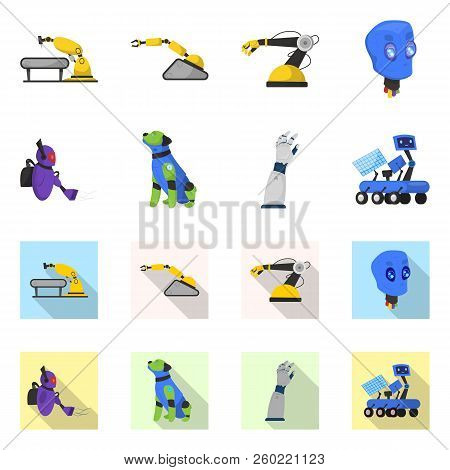 Vector Design Of Robot And Factory Logo. Set Of Robot And Space Stock Symbol For Web.