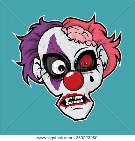 Design Of The Zombie Head Character - Clown Zombie