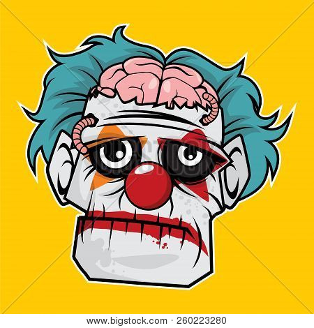 Design Of The Zombie Head Character - Sad Clown Zombie