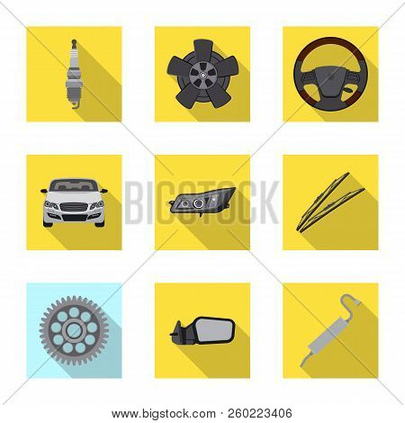 Isolated Object Of Auto And Part Symbol. Set Of Auto And Car Vector Icon For Stock.