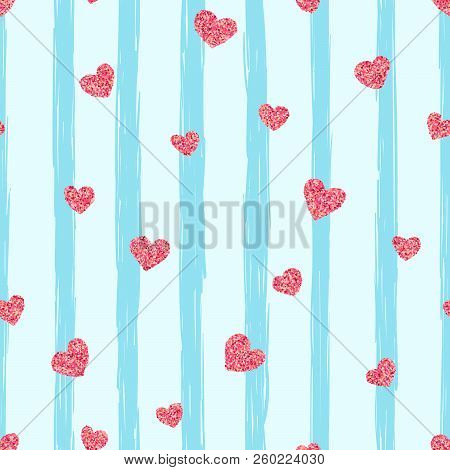Seamless Pink Heart Pattern. Love Illustration. Idea For Print T-shirt.. Vector Eps 10
