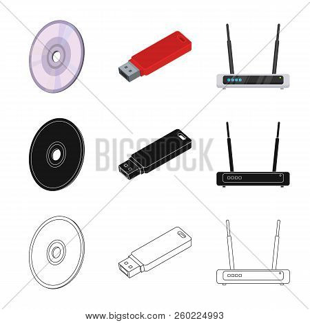 Vector Illustration Of Laptop And Device Symbol. Set Of Laptop And Server Stock Vector Illustration.