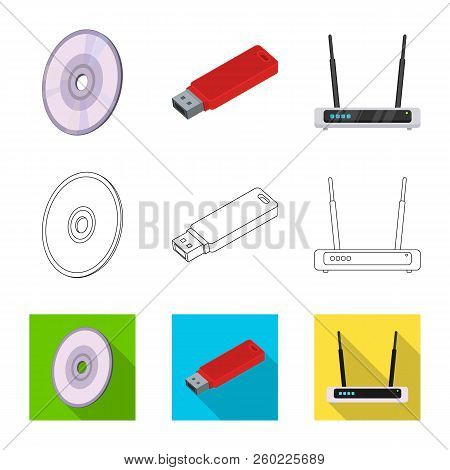 Vector Illustration Of Laptop And Device Sign. Collection Of Laptop And Server Vector Icon For Stock