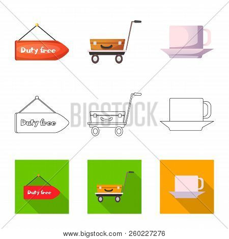Vector Illustration Of Airport And Airplane Icon. Collection Of Airport And Plane Vector Icon For St