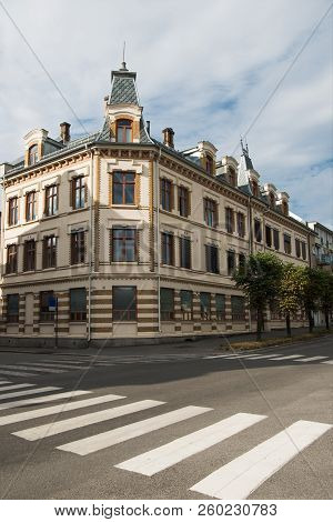 Beautiful Building And Pedestrian Crossing, Hamar, Hedmark, Norway
