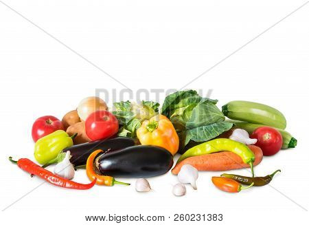 Still Life Of Vegetables Isolated On White
