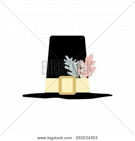 Piligrim Hat Illustration On The White Background. Vector Illustration