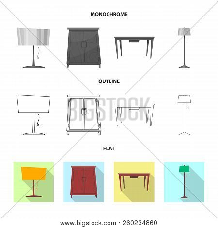 Vector Design Of Furniture And Apartment Sign. Set Of Furniture And Home Vector Icon For Stock.