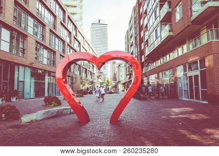 Toronto, Canada - September 18, 2018: Distillery District (former Gooderham & Worts Distillery) - Hi