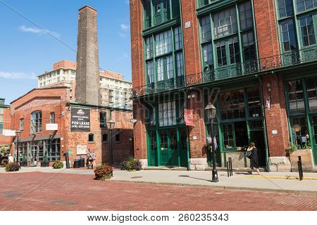 Toronto, Canada - September 18, 2018: Distillery District (former Gooderham & Worts Distillery) - Hi
