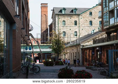Toronto, Canada - September 18, 2018: Distillery District (former Gooderham & Worts Distillery) - Hi