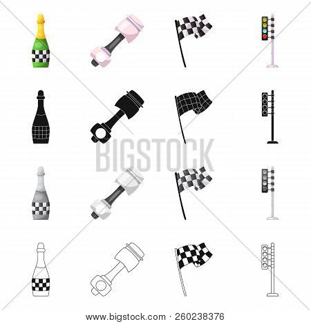 Vector Illustration Of Car And Rally Symbol. Collection Of Car And Race Stock Symbol For Web.