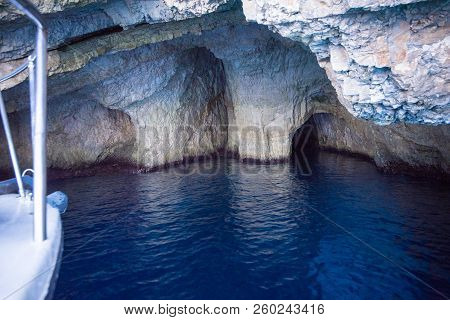 Blue Caves In Greece On The Island Of Zakynthos.