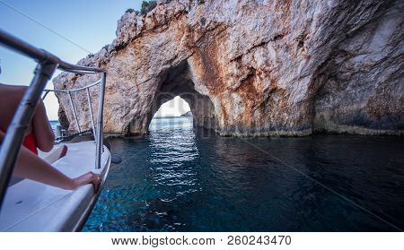 Blue Caves In Greece On The Island Of Zakynthos.
