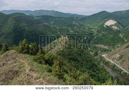 Panorama Of  Ibar River Canyon With Medieval Fortress Maglic On Mountain Cliff, Serbia