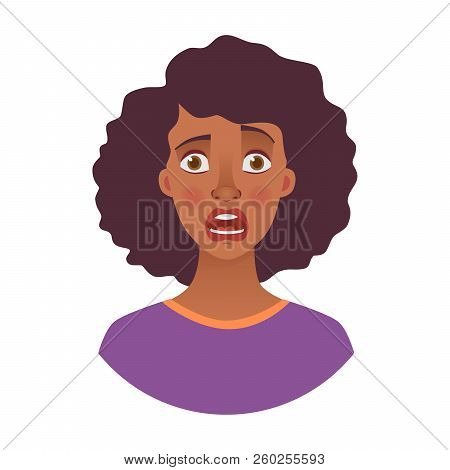 Portrait Of African Woman. Emotions Of African American Woman Face. Facial Expression. African Girl 