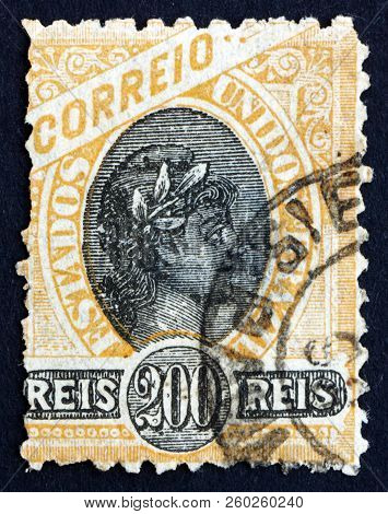 Brazil - Circa 1894: A Stamp Printed In The Brazil Shows Liberty Head, Allegory, Circa 1894