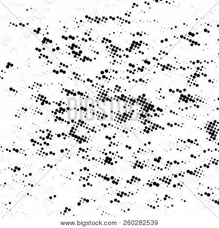 Grunge Halftone Pattern. Pointillism, Stipplism Style. Textured Background With Dots, Circles, Point