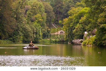 cigni nel lago. Uman. Ucraina