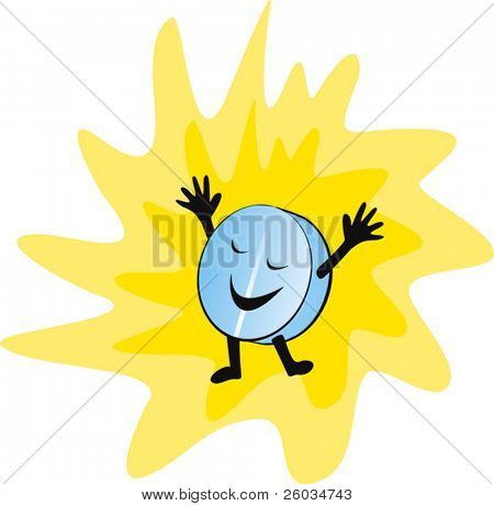 Píldora feliz. Ilustración de Vector