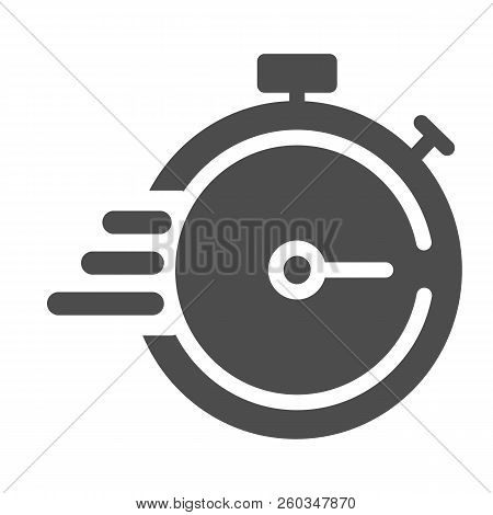 Deadline Solid Icon. Timer With Lines Vector Illustration Isolated On White. Stopwatch Glyph Style D
