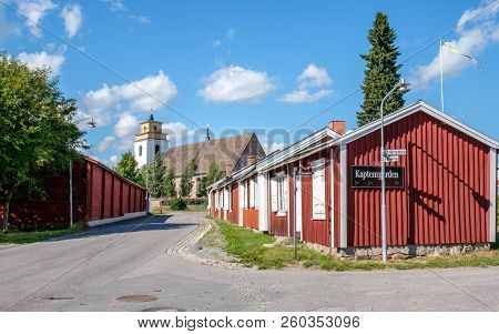 Gammelstad, Sweden - August 9, 2018: Gammelstad Church Town Outside Lulea In Northern Sweden. The Ch