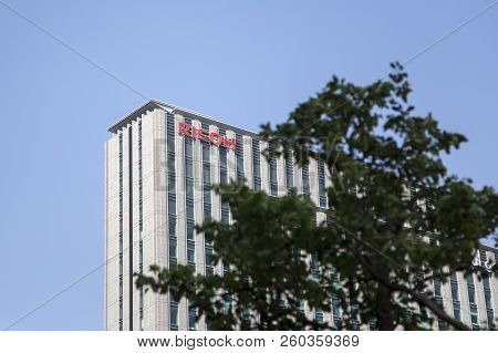 Tokyo, Japan - October 2, 2016: Detail Of Ricoh Building In Tokyo, Japan. Ricoh Is Japanese Electron