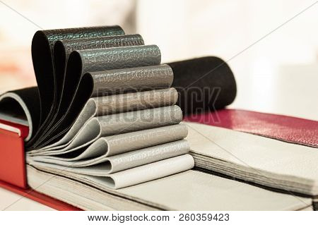 Catalog Of Multicolored Imitation Leather From Matting Fabric Texture Background, Leatherette Fabric