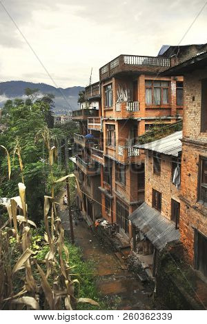 Street In Ancient Newa City Bhaktapur. Kathmandu Valey, Nepal.