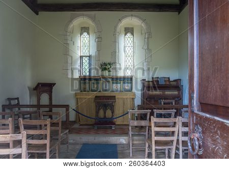 Eastbourne, Uk - 21 September 2018: Interior Of The Church At Lullington In East Sussex Which Is Bel