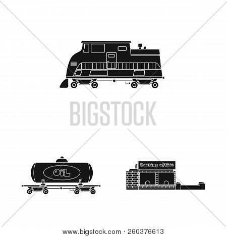Vector Illustration Of Train And Station Sign. Collection Of Train And Ticket Stock Vector Illustrat
