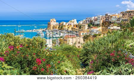 Sicilian Port Of Castellammare Del Golfo, Amazing Coastal Village Of Sicily Island, Province Of Trap