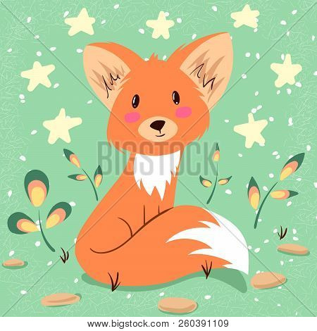 Cute Fox Illustration. Idea For Print T-shirt. Vector Eps 10