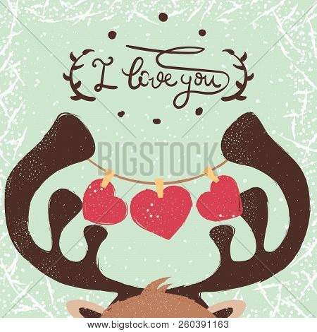 Deer Illustration. Love And Heart. Vector Eps 10