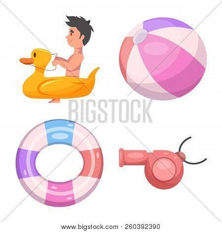 Vector Design Of Pool And Swimming Logo. Set Of Pool And Activity Stock Symbol For Web.